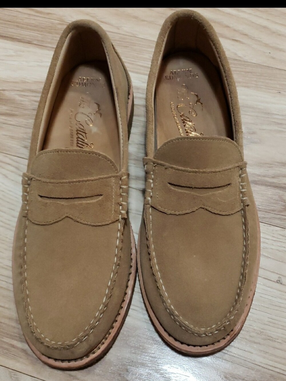 Allen Edmonds Catalina Soft Tan Suede Penny Loafers 10.5 D